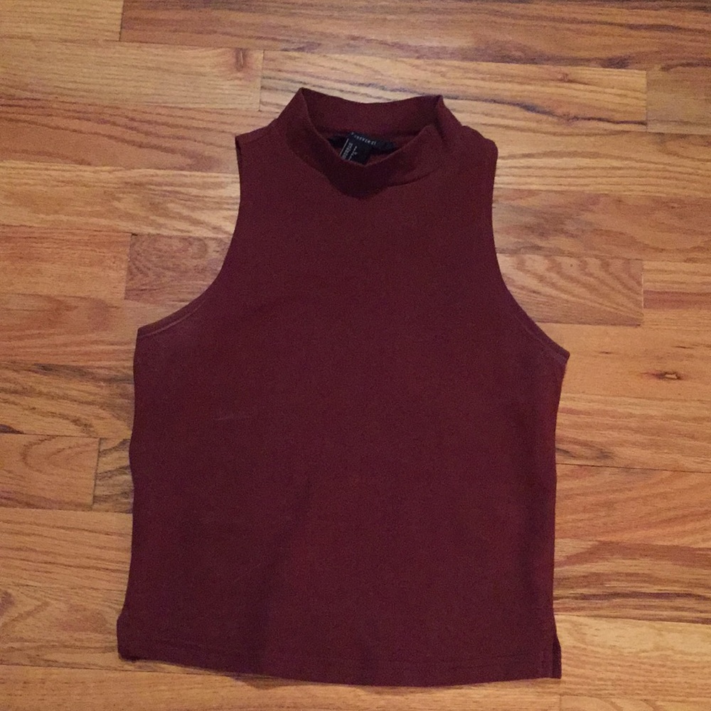 Brown high neck crop top